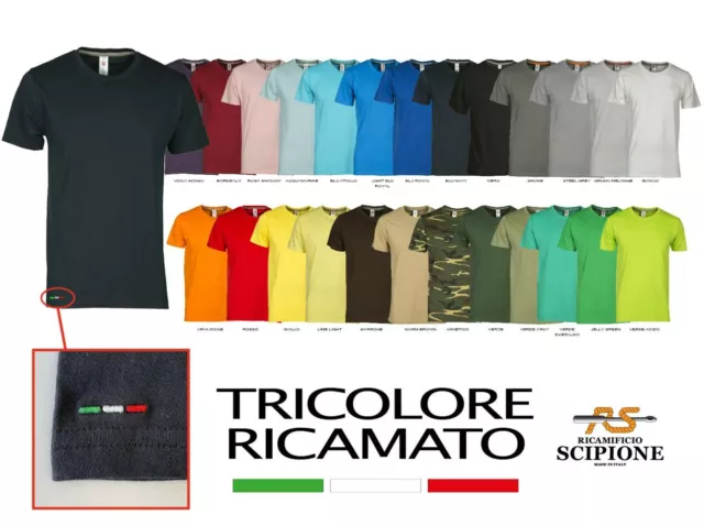 T-Shirt Payper Sunset Manica Corta 100% Cotone Uomo con tricolore ricamato