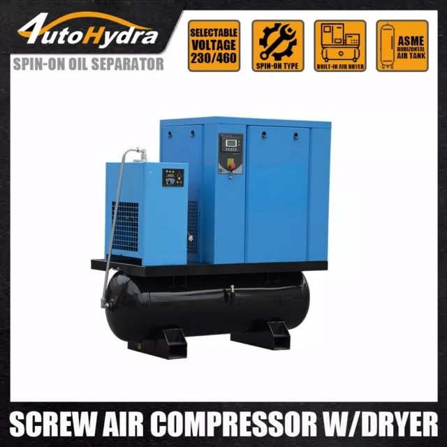 460V 3Phase 20HP Screw Air Compressor for Painting with Air Dryer 80Gal Tank