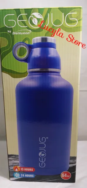 Brentwood GeoJug 64 fl oz Stainless Steel Vacuum Insulated Water Bottle BLUE 24h 3