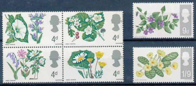 [BIN13640] Great Britain 1967 Flowers good set of stamps very fine MNH