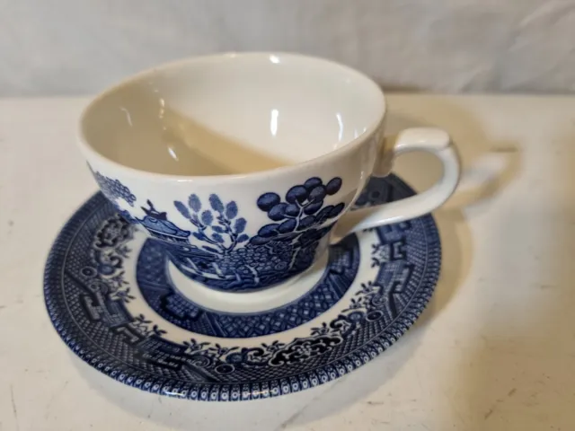Vintage Churchill England Blue Willow Cup & Saucer