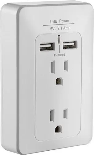 Insignia™ 7 Outlet/2 USB 1200 Joules Surge Protector White NS