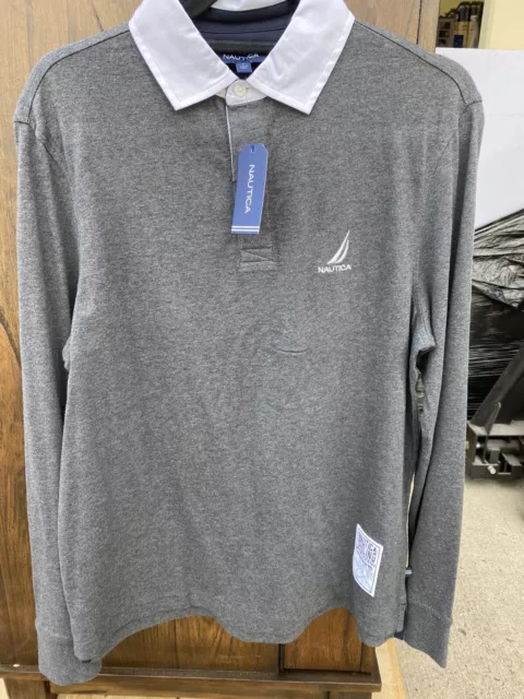 New Mens Nautica Long Sleeve Top, Tshirt, Size Small, Grey