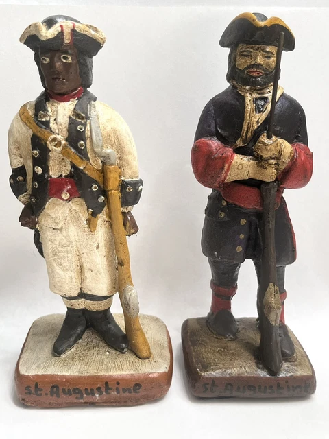 Vintage St. Augustine Spanish Soldiers 7” Chalkware Figurines Made In Holland