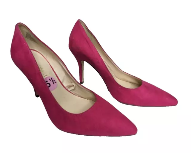 Nine West Flagship Dark Pink Fuchsia Faux Suede High Heel Pumps Size 5.5