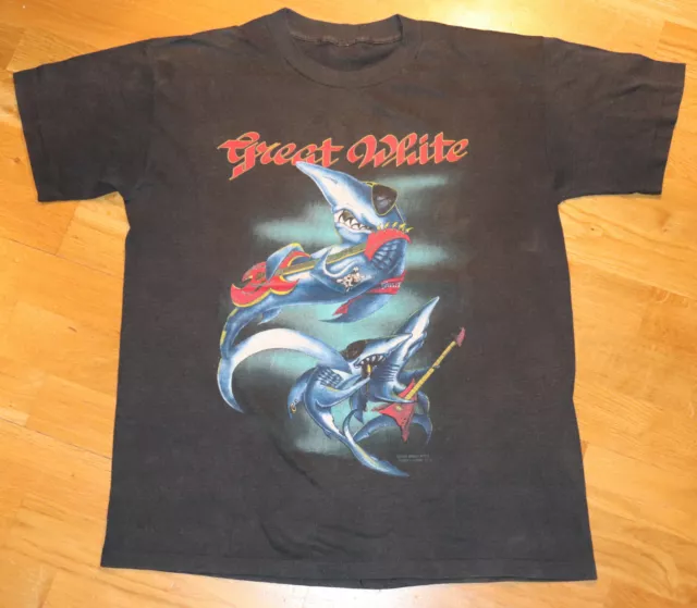 *1989 GREAT WHITE* vtg rock concert tour tee t-shirt (L/XL) 80's Glam Hair Metal