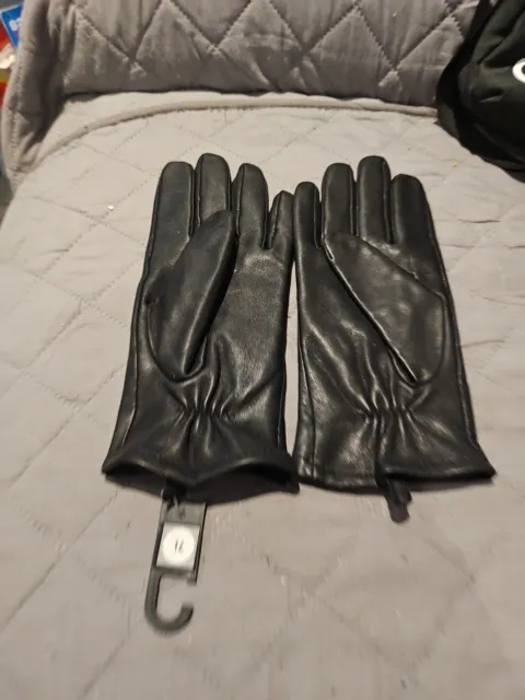 1 paio di guanti vintage da donna taglia 7,5 neri foderati usati - vedi foto