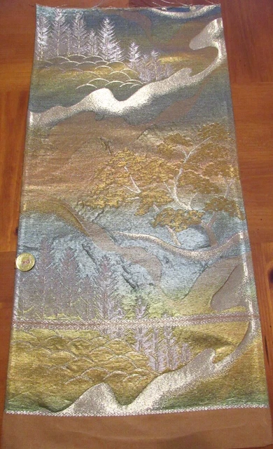 Mountain Trees Iridescent Obi Fabric Made in Japan 100% Silk 25" Length #309A