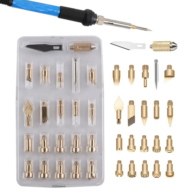 23pcs Electric Soldering Iron Tips Head Wood Burning Pen Art Leather Engraving