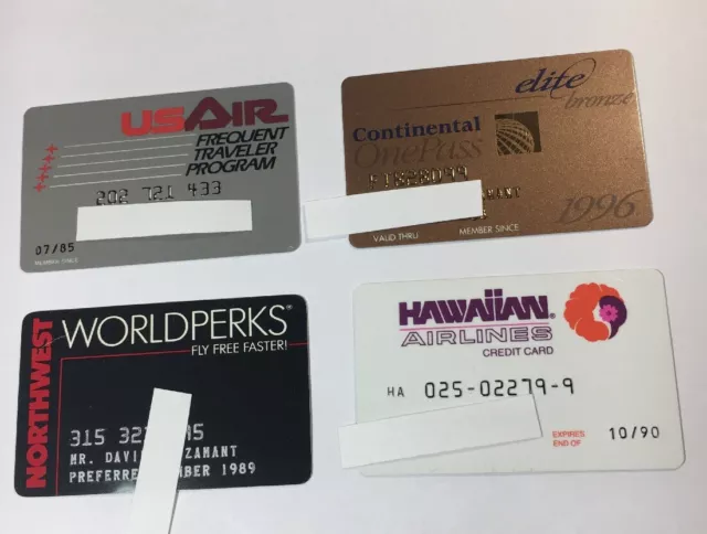 4 Vintage Expired Credit Cards For Collectors -  Airline And Travel Lot (7125)