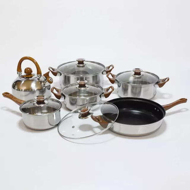 12pcs Stainless Steel Stock Pot milk/soup/frying pan/kettle Kitchen Cookware Set 2