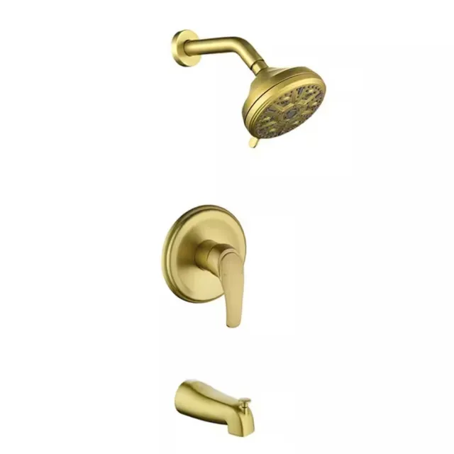 FLG Wanmai Single Handle Tub & Shower Faucet Brushed Gold with Valve 88049BG