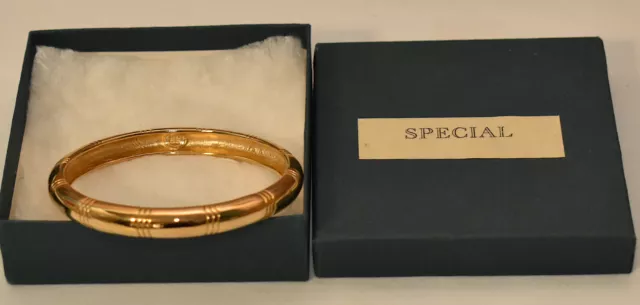 Vintage Givenchy Bijoux Paris Gold Bamboo Bangle Bracelet Jewelry Signed NOS