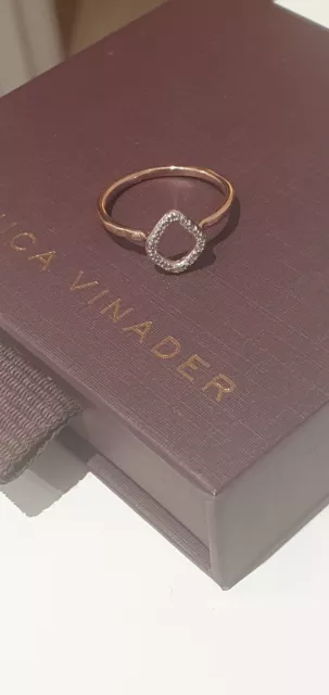 MONICA VINADER ROSE Gold Plated Vermeil Riva Mini Kite Diamond Stacking Ring 41.00 PicClick UK