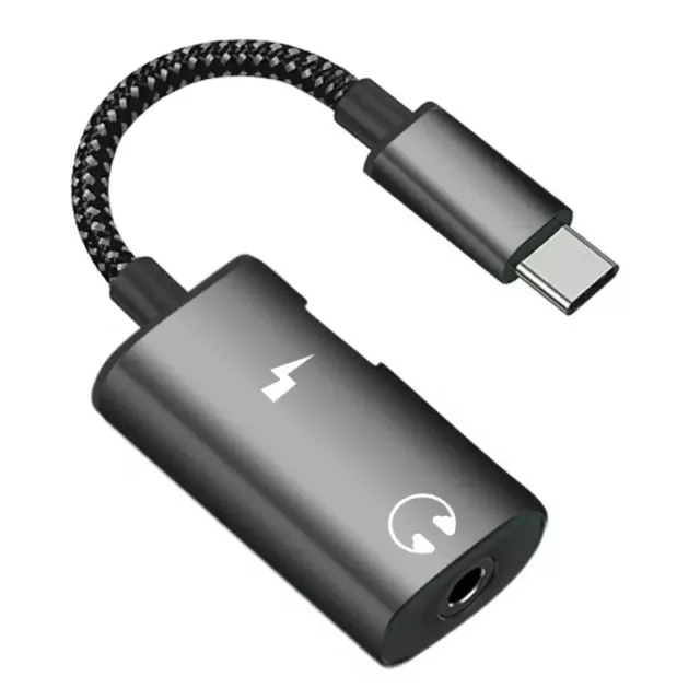 Adapter Audio USB Typ C 2 in 1 Ladekabel 3,5 mm AUX Klinke Kopfhörer für Samsung