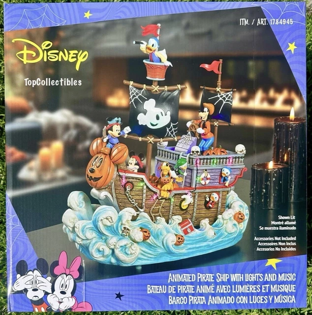 DISNEY HALLOWEEN ANIMATED Pirate Ship Lights And Music Mickey Mouse