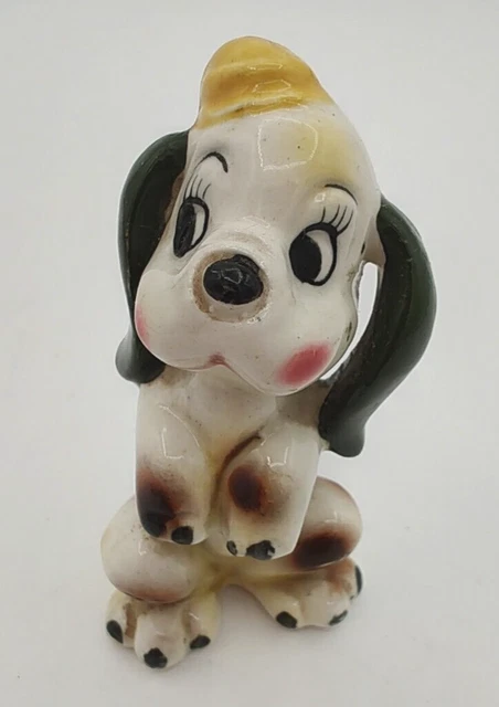 Vintage Miniature Puppy Dog Floppy Ears Ceramic Japan Figurine Figure Statue