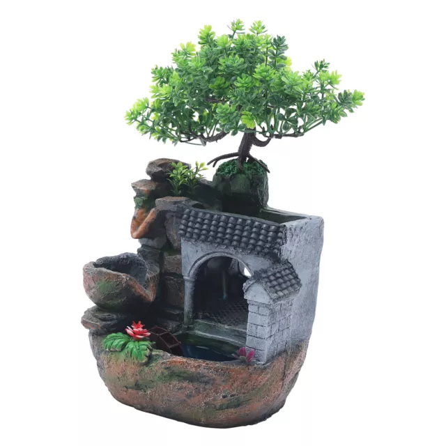 Rockery Ornament Fountain Waterfall Desktop Feng Shui Water Decor w/ LED Light