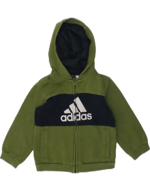 ADIDAS Baby Boys Graphic Zip Hoodie Sweater 9-12 Months Green Cotton BB20