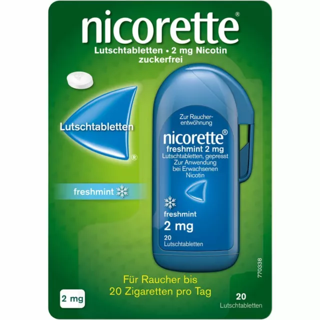 NICORETTE freshmint 2 mg Lutschtabletten gepresst 20 St PZN09633899