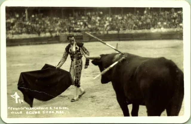 RPPC Paquito Bull Fighting Villa Acuna Coah Mexico Real Photo Postcard Kodak
