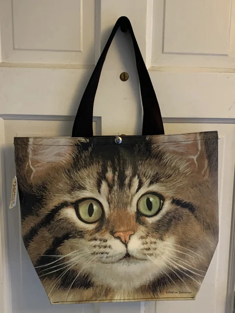 NWT Fiddlers Elbow Tabby Cat Oil Cloth Tote Adeline Halvorson 17” x 13