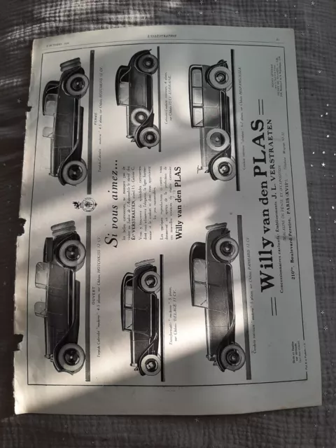 Pub de presse ancienne Willy Van Den Plas de 1925 - Old paper advertisement