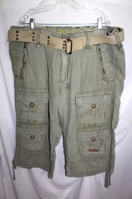 Mens Jetlag Olive Green Cargo Shorts & Belt Size Xxl 40 X 24