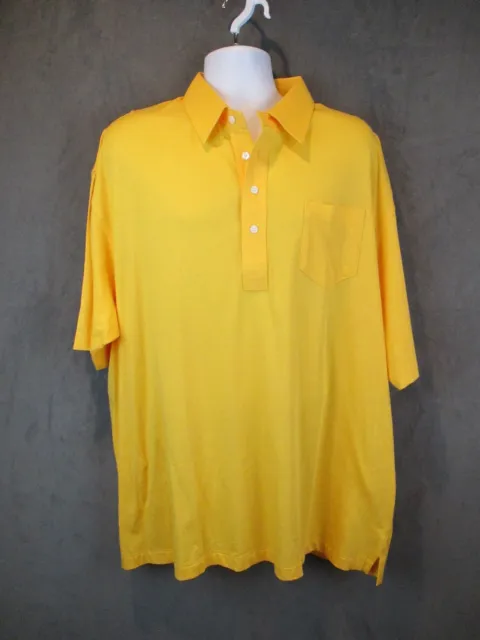Tuttle Polo Shirt Mens XXL Yellow Short Sleeve Pima Cotton Lisle Pocket