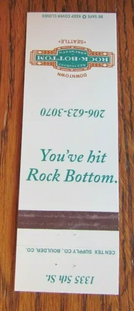 Rock Bottom Brewery Brew Pub Matchbook Matchcover (Seattle, Washington) -E1 2
