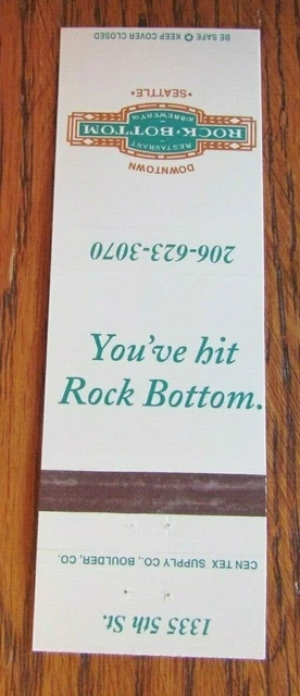 Rock Bottom Brewery Brew Pub Matchbook Matchcover (Seattle, Washington) -E1 2