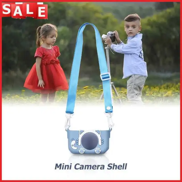 Portable Mini Cartoon Camera Cover Adjustable Silicone Shell (Blue Cat)