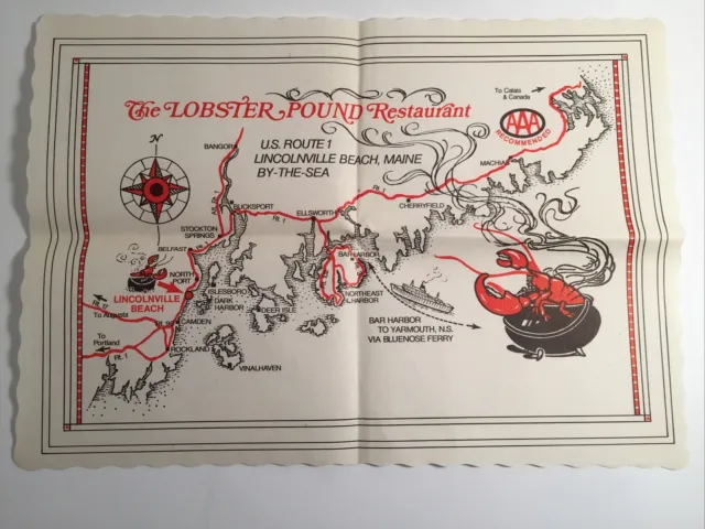 1950’s Lincolnville Beach Maine The Lobster Pound Restaurant Paper Placemat