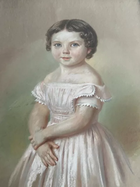 Biedermeier Portrait Marie Gouache C. Bönecke Berlin 1846 Kinderportrait Child .