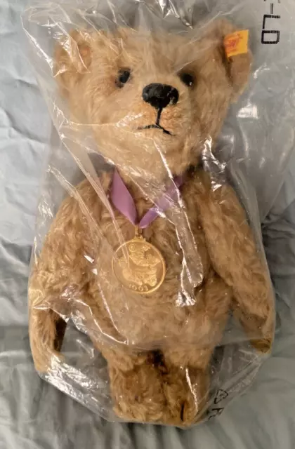 660931 Steiff Blonde Teddy Bear, Mohair,  2003 Danbury Mint 0694 - NEW, SEALED