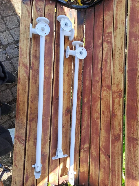 3 balaustres de soporte vertical blanco para escalera de movilidad ligeramente usados