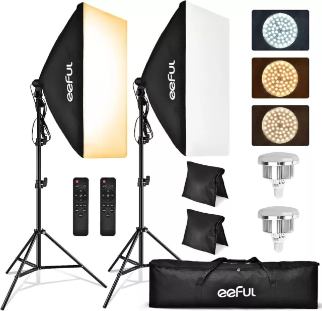 Set illuminazione softbox LED fotografia - Confezione da 2 set studio fotografico soft box