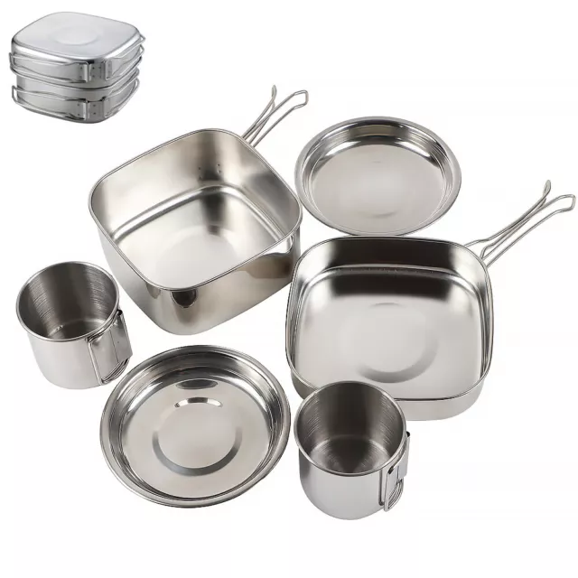 6pcs Camping Cookware Mess Kit for Camping 2 Person AluminumBackpacking Cook Set