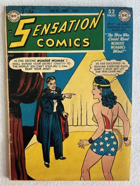 Sensation Comics # 93 September 1949 Golden Age Dc Wonder Woman Etc. Scarce!