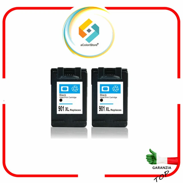 KIT 2 CARTUCCE RIGENERATE HP 901BK OfficeJet 4500 J4500 J4524 J4535 J4540 J4550