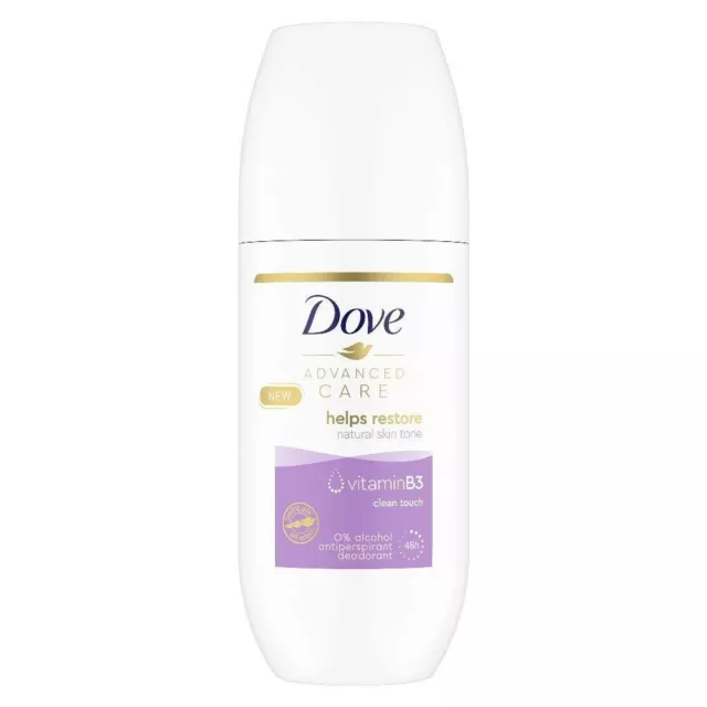 39,92€/L - 6x Dove Advanced Care Clean Touch, Deo Roll-on,mit Vitamin B3 - 100ml