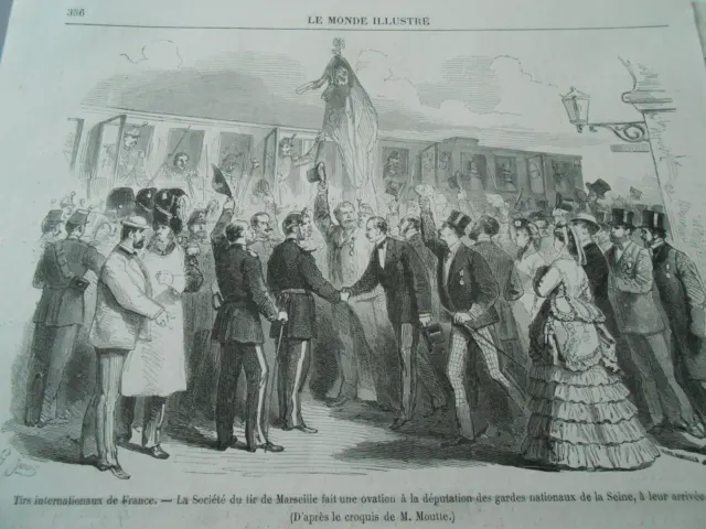 Gravure 1870 - Tir Internationnaux de Marseille