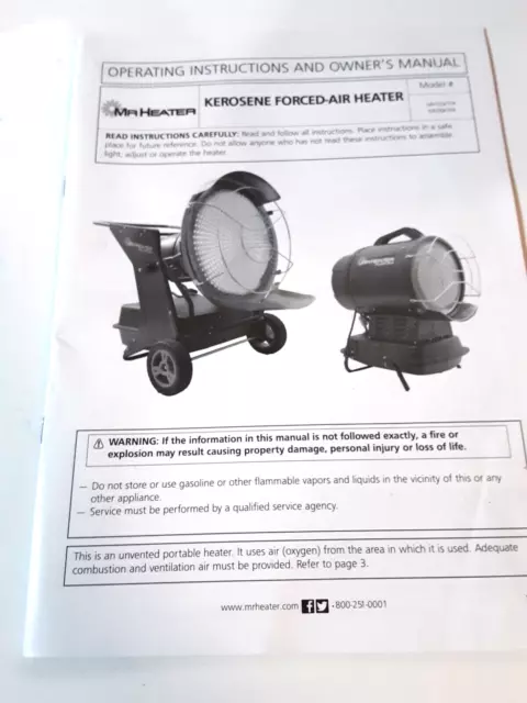 MR. HEATER FORCED AIR Kerosene MODEL #MH125KTFR MH70KTFR OWNER'S MANUAL