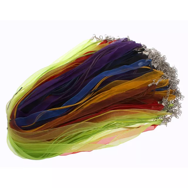 10 HALSBAND ORGANZA mit BAUMWOLLKORDEL Verschluss Halskette Wachsband C31