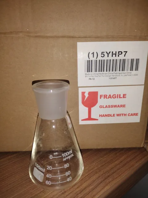 5YHP7 NEW 100 ml Erlenmeyer Flask glass conical flask Laboratory glass qty 1