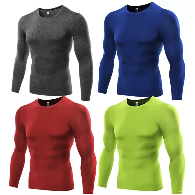 Men's Long Sleeve Quick Dry Compression Shirt Gym Tops Under Base Layer Tights