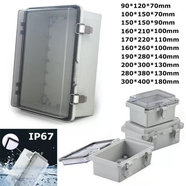 IP67 Waterproof Enclosure Electronic Case Clear Cover Hinged Lid Junction Box