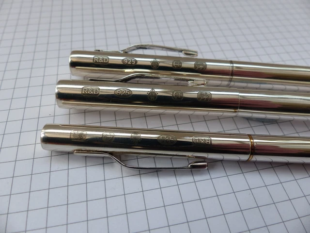 Solid Silver Pen Set - Fountain Pen, Roller Ball & Mechanical Pencil