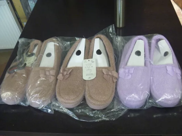 Three  Pairs  Of  Brand  New Ladies   Slippers - Size  7