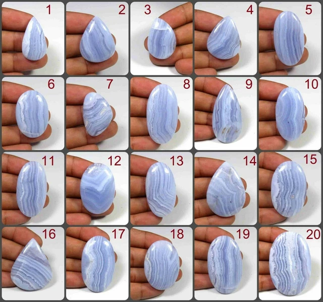 Natural Blue Lace Agate Cabochon Mix Shape Gemstone Jewelry Use DU-B